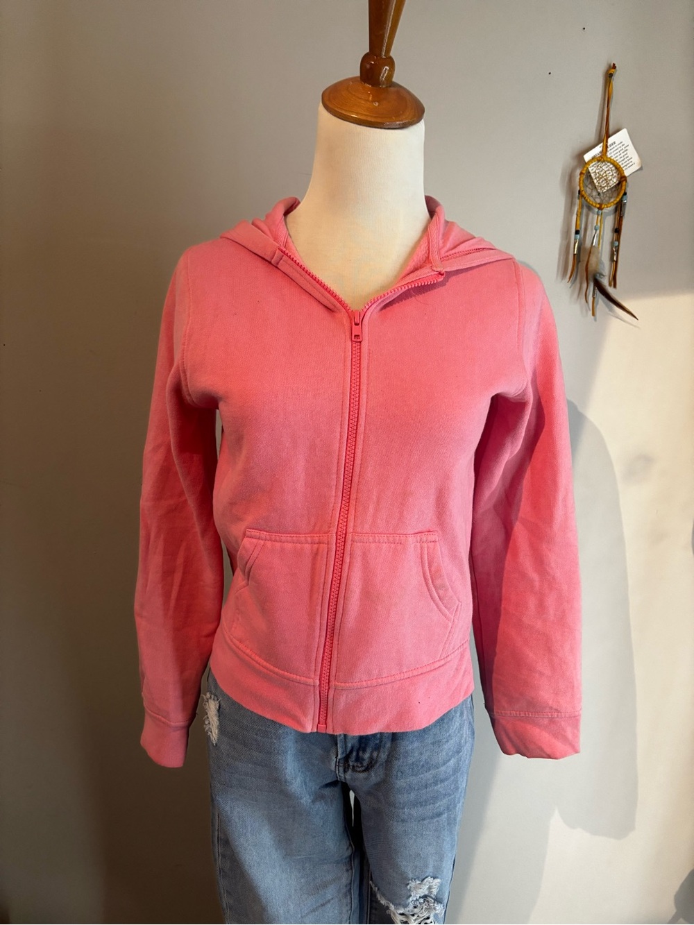 Pink Zip-Up Hoodie Jacket - Women's Casual Hooded Sweatshirt